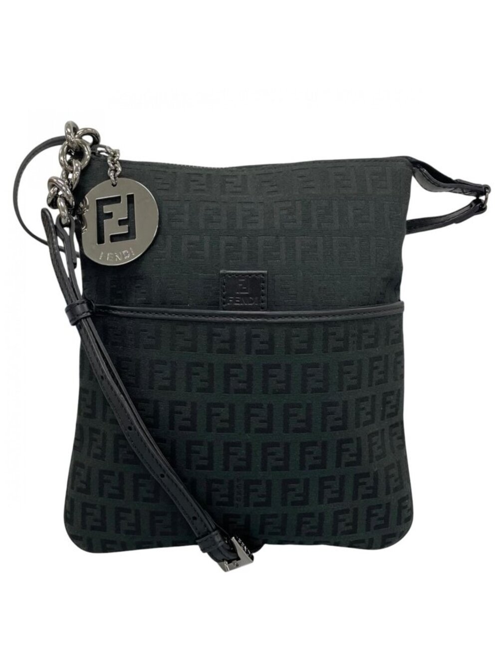 Fendi Shoulder Bag Zucchino Black FF Logo